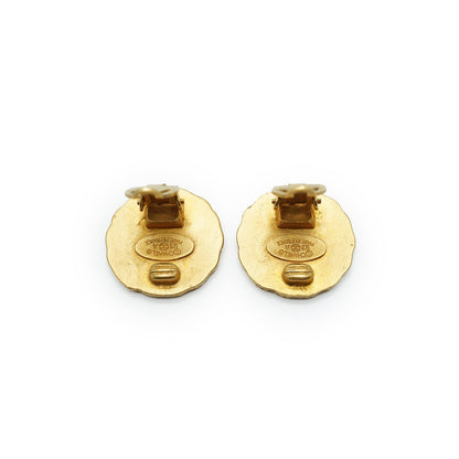 Gold Round Clip Earrings GP