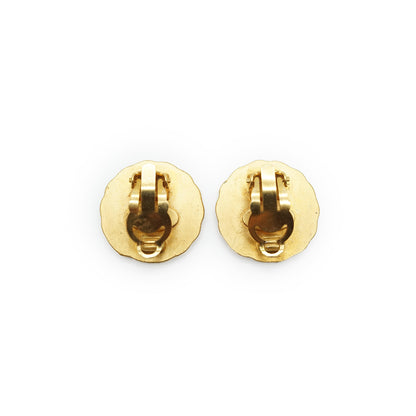 Gold Round Clip Earrings GP