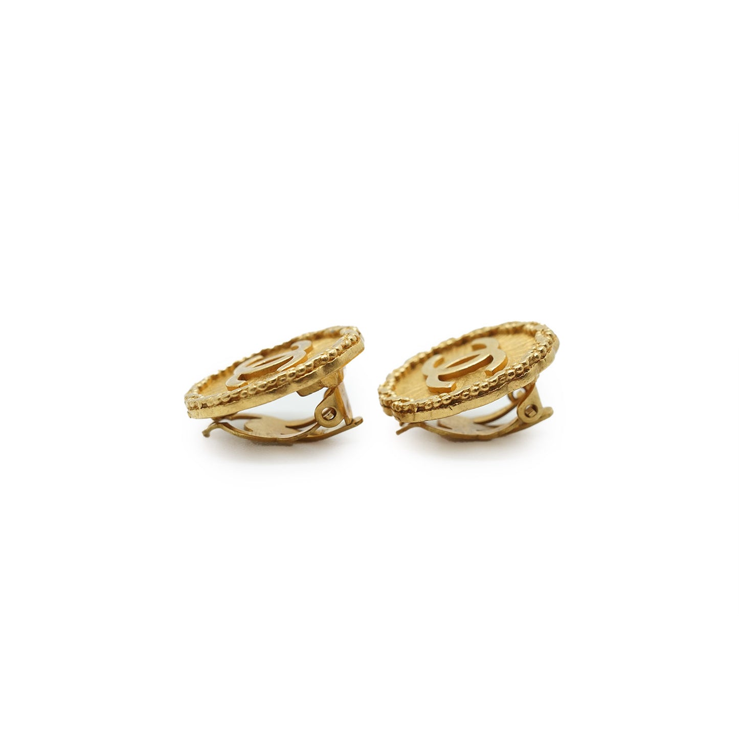 Gold Round Clip Earrings GP