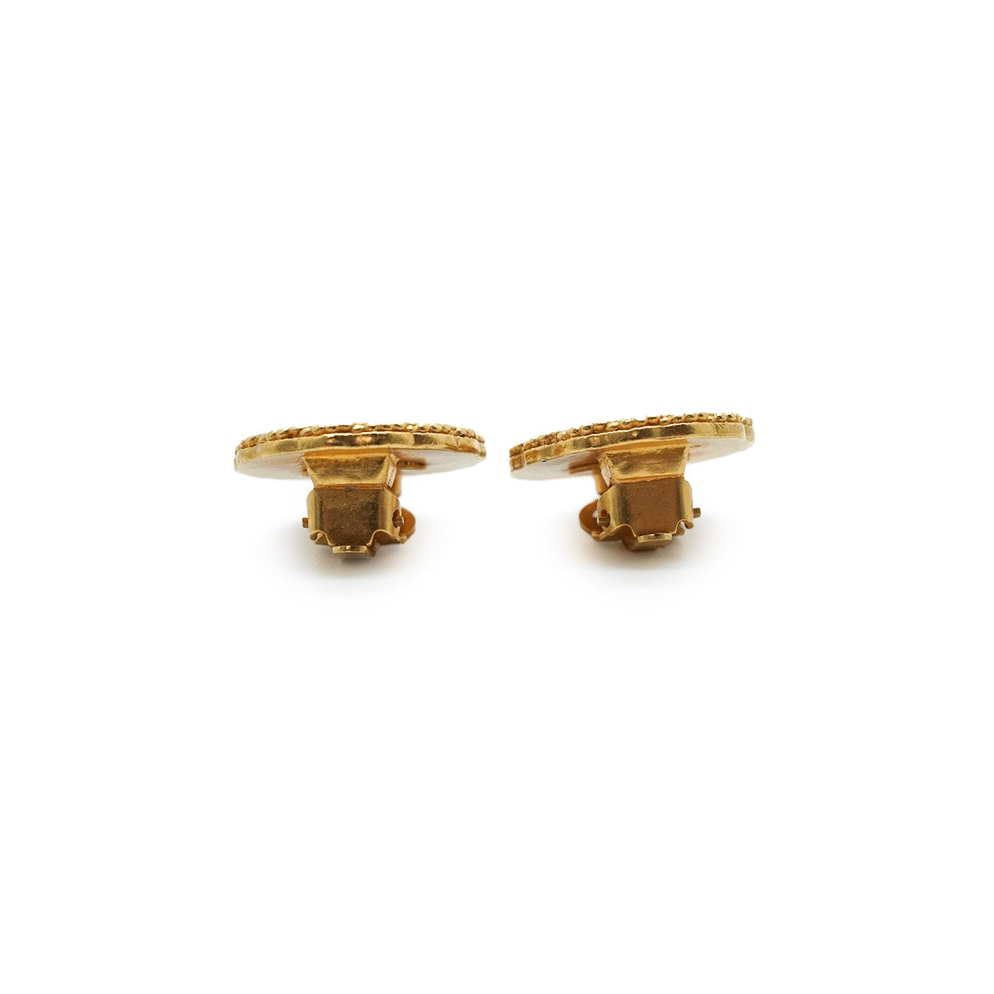 Gold Round Clip Earrings GP