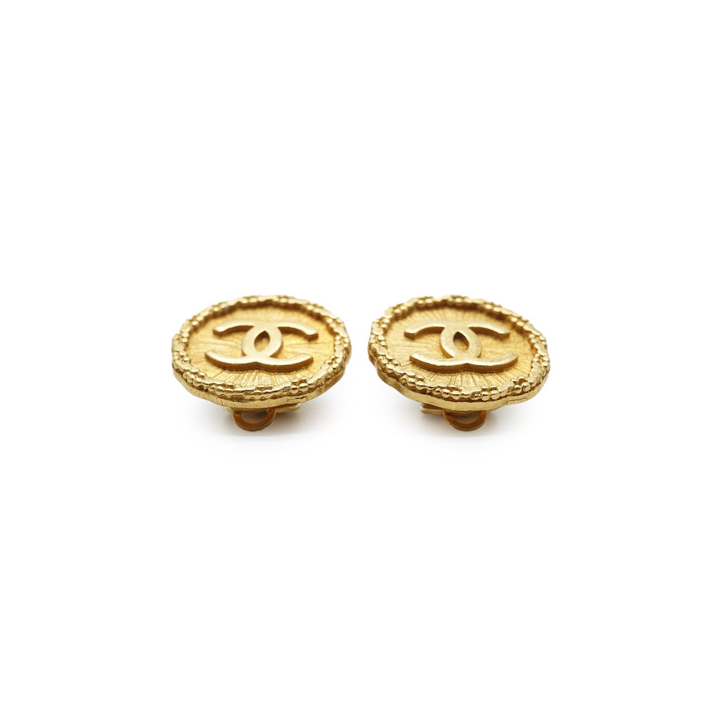 Gold Round Clip Earrings GP