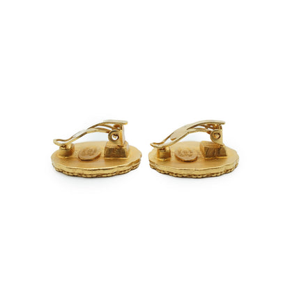 Gold Round Clip Earrings GP