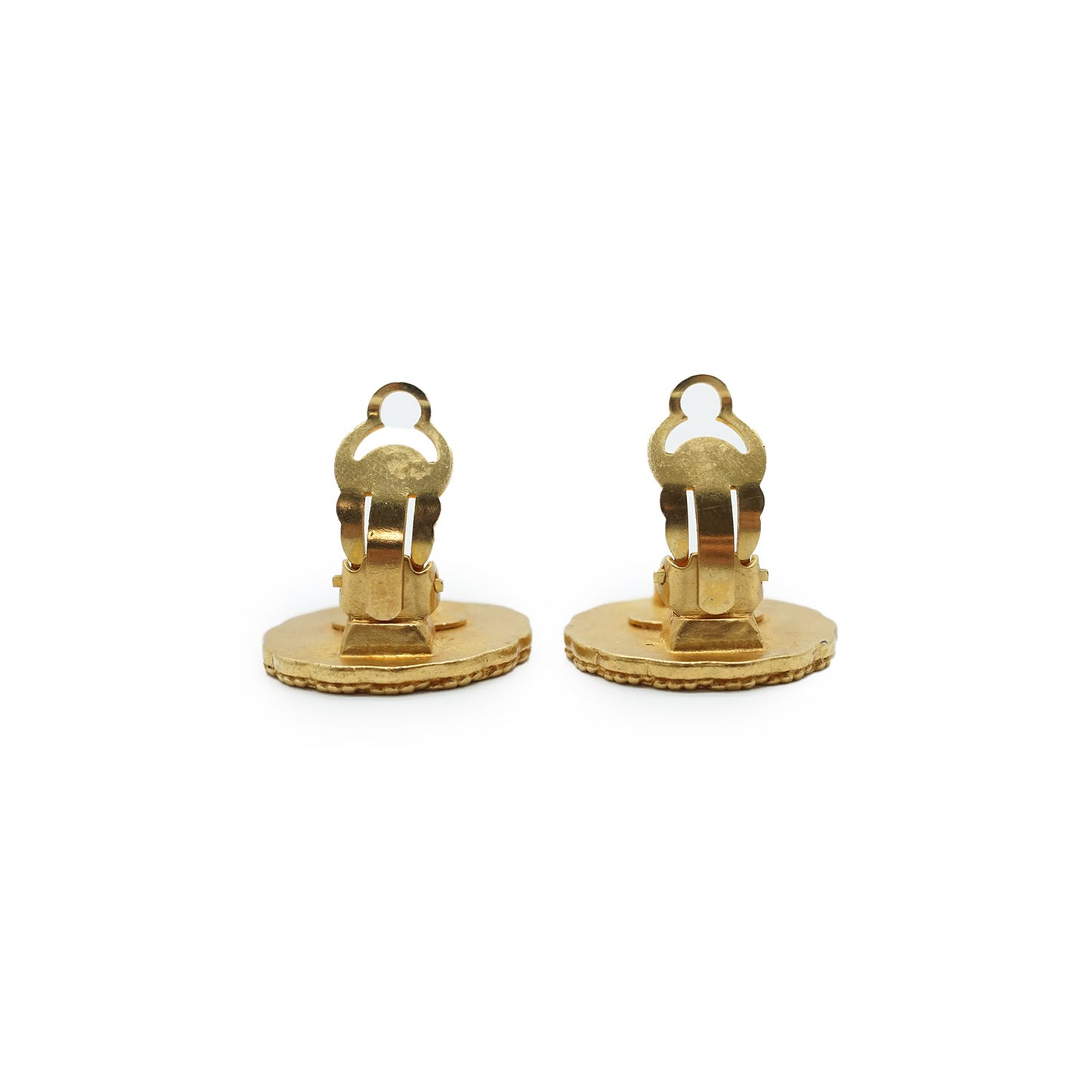 Gold Round Clip Earrings GP