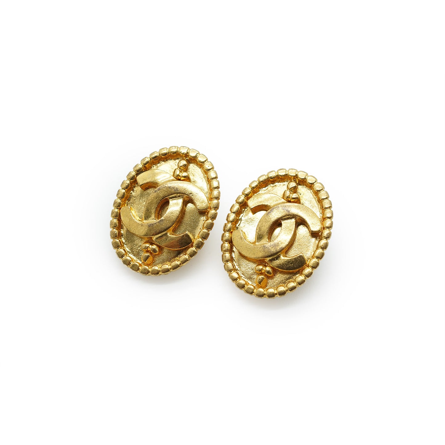 Coco Mark Gold Oval Clip Earrings