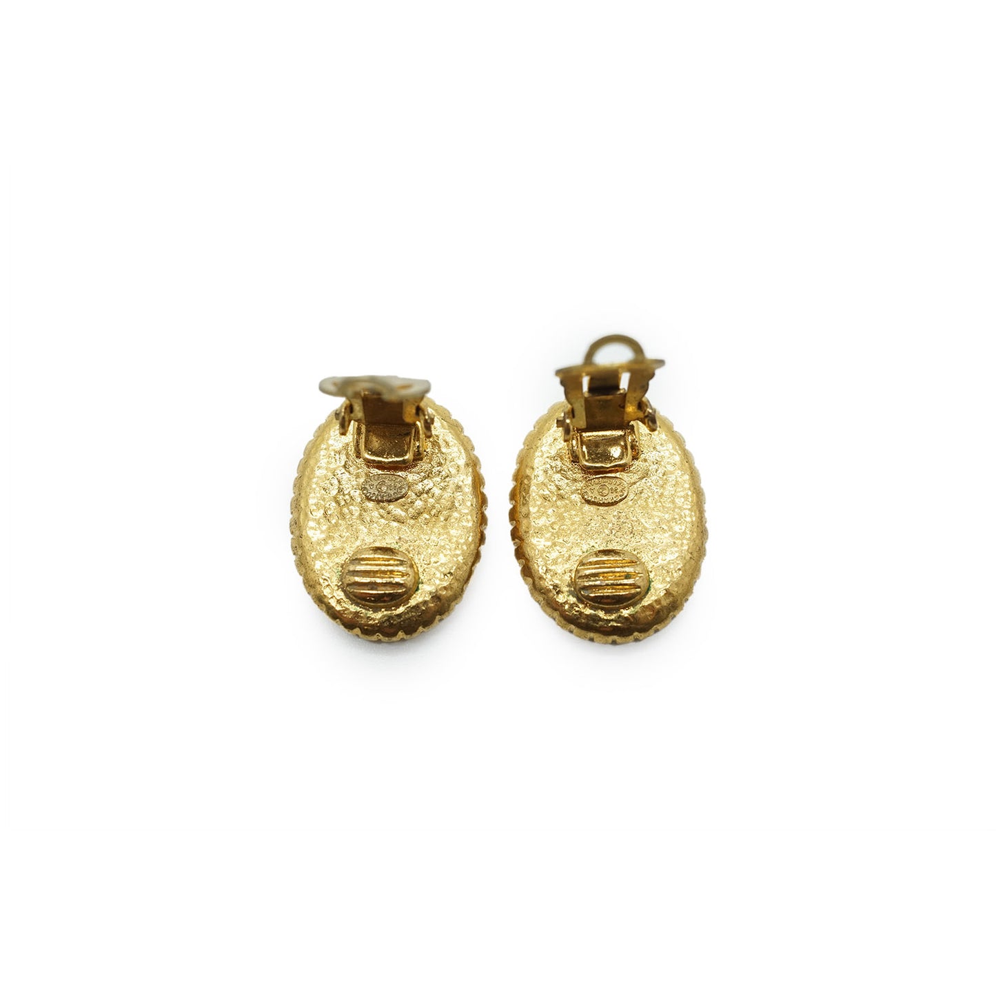 Coco Mark Gold Oval Clip Earrings