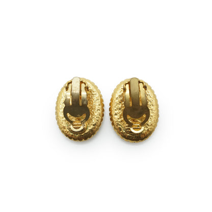 Coco Mark Gold Oval Clip Earrings