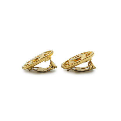 Coco Mark Gold Oval Clip Earrings