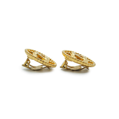 Coco Mark Gold Oval Clip Earrings