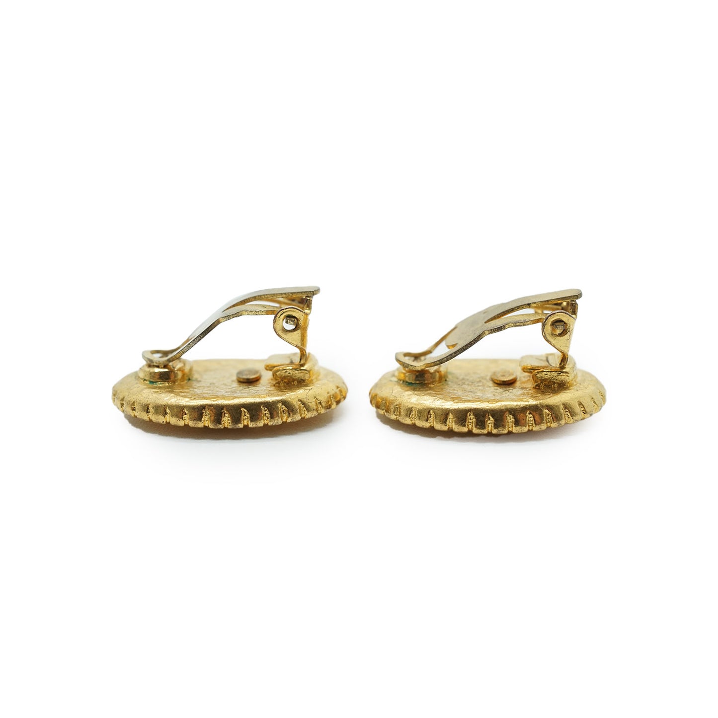 Coco Mark Gold Oval Clip Earrings