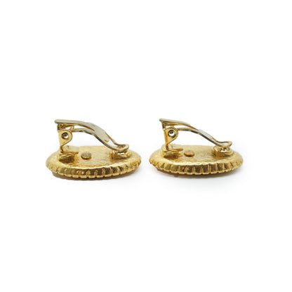 Coco Mark Gold Oval Clip Earrings