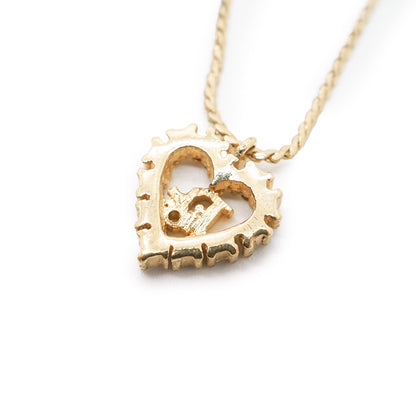 Rhinestone Heart Gold Necklace