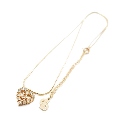 Rhinestone Heart Gold Necklace
