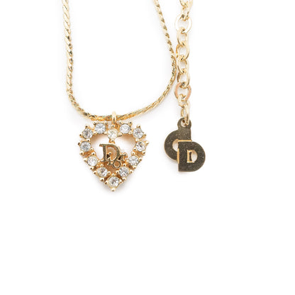 Rhinestone Heart Gold Necklace