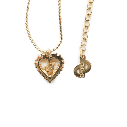 Rhinestone Heart Gold Necklace