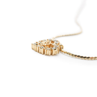 Rhinestone Heart Gold Necklace