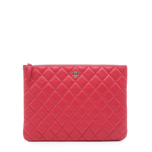 Matelasse Lambskin Leather Clutch