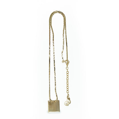 Vintage Dior Logo Square Plate Rhinestone Necklace