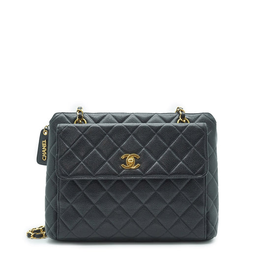 Caviar Skin Leather Chain Tote