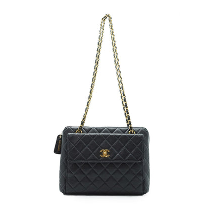 Caviar Skin Leather Chain Tote