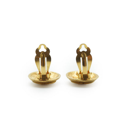 Coco Mark Gold Plated Round Clip Earrings