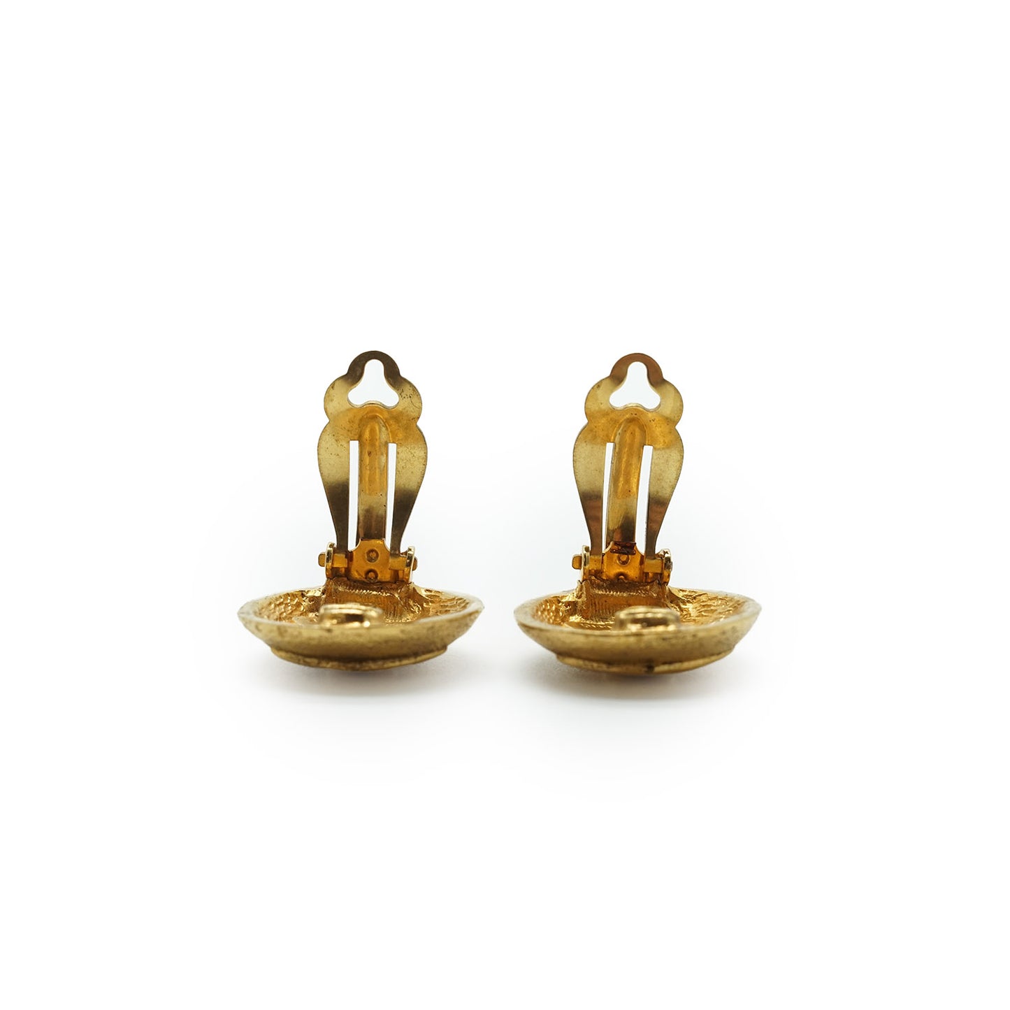 Coco Mark Gold Plated Round Clip Earrings