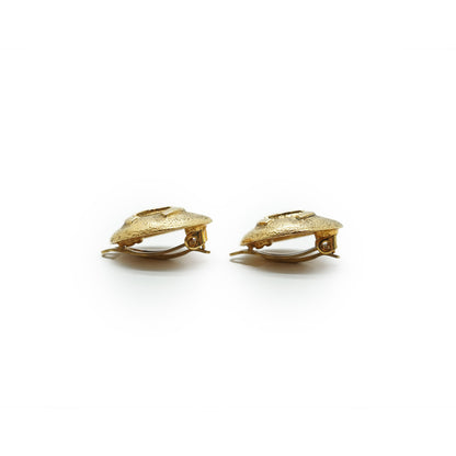 Coco Mark Gold Plated Round Clip Earrings