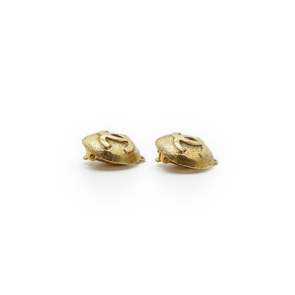 Coco Mark Gold Plated Round Clip Earrings