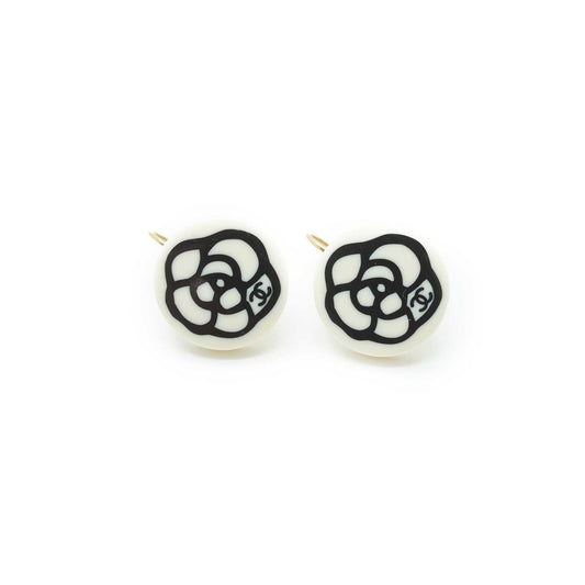 Black & White Camelia Earrings GP