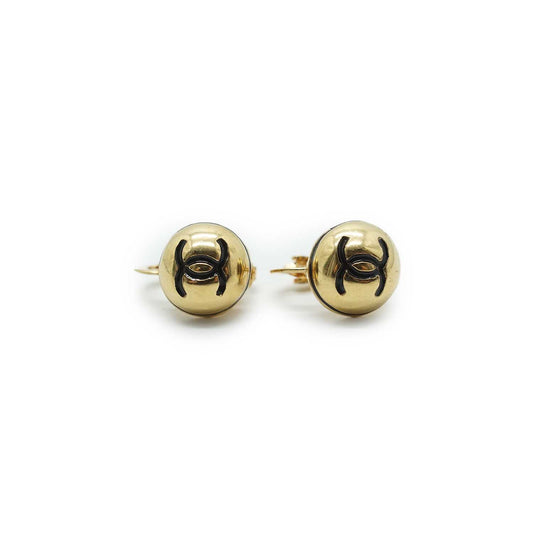 Coco Mark Round Clip Earrings GP