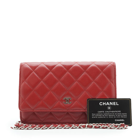 Lambskin Leather Matelasse Wallet on Chain