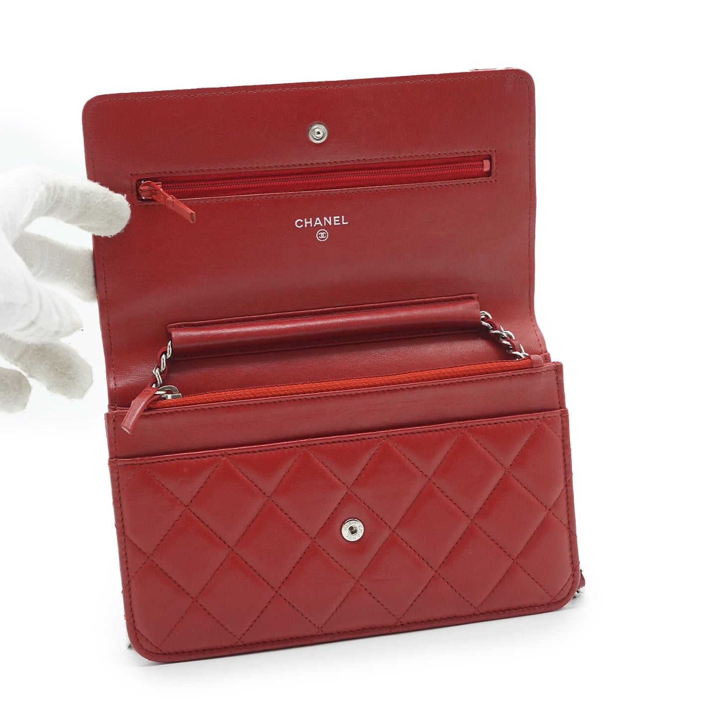 Lambskin Leather Matelasse Wallet on Chain