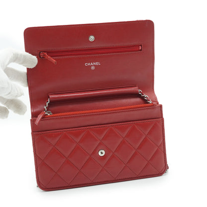 Lambskin Leather Matelasse Wallet on Chain