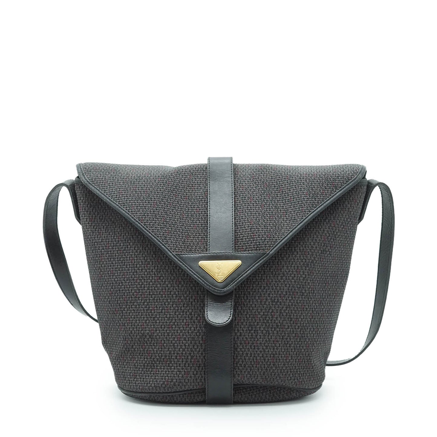 Vintage YSL Logo Plate Trapeze Crossbody Bag