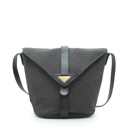 Vintage YSL Logo Plate Trapeze Crossbody Bag