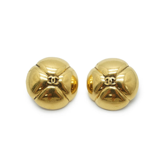 Coco Mark Round Flowers Clip Earrings GP