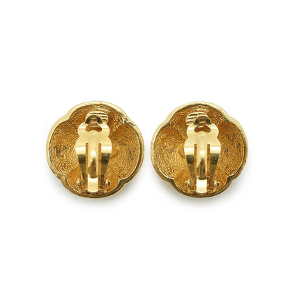 Coco Mark Round Flowers Clip Earrings GP