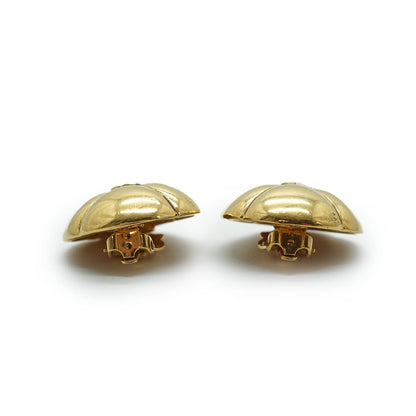 Coco Mark Round Flowers Clip Earrings GP