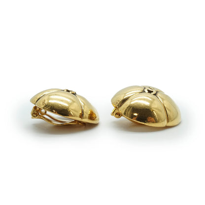 Coco Mark Round Flowers Clip Earrings GP