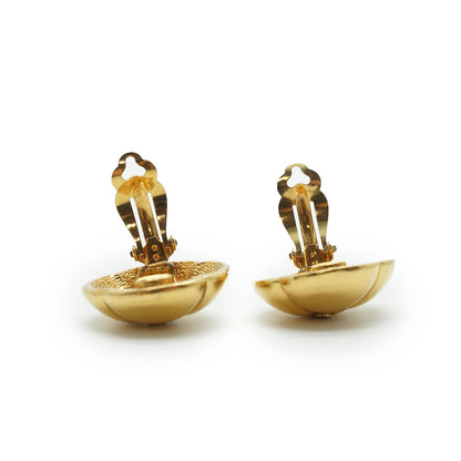Coco Mark Round Flowers Clip Earrings GP