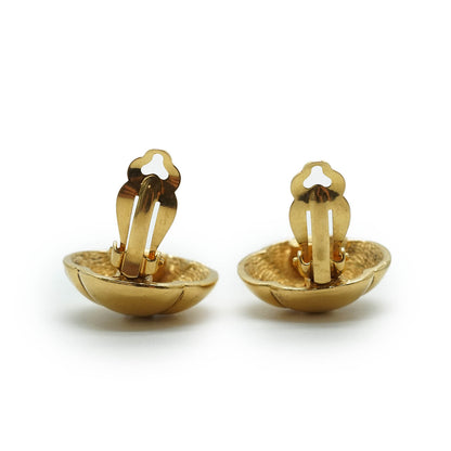 Coco Mark Round Flowers Clip Earrings GP