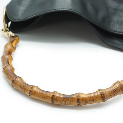 Bamboo Handle 2way Leather Tote