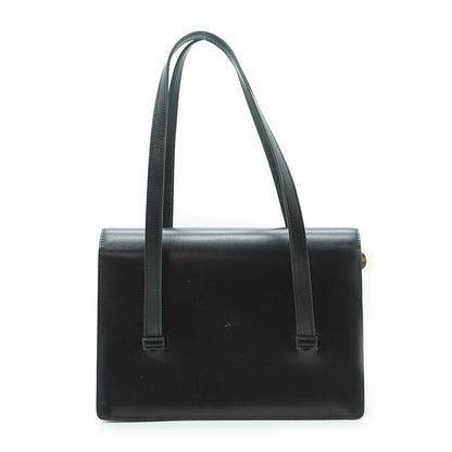 Vintage Push Lock Leather Shoulder Bag