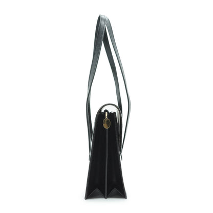 Vintage Push Lock Leather Shoulder Bag