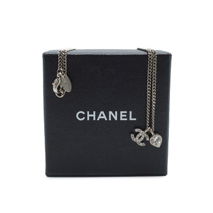 CC Rhinestone Silver Heart Charm Necklace