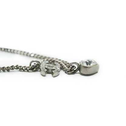CC Rhinestone Silver Heart Charm Necklace