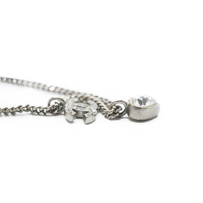 CC Rhinestone Silver Heart Charm Necklace