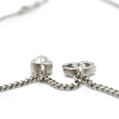 CC Rhinestone Silver Heart Charm Necklace