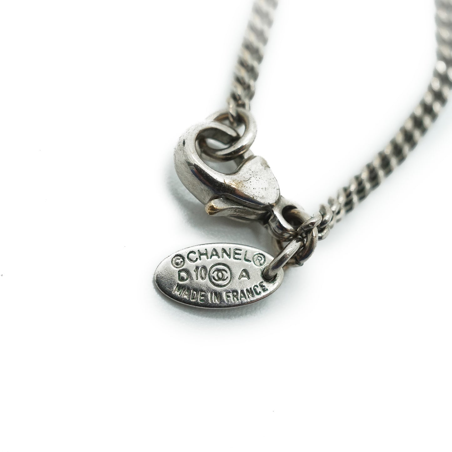 CC Rhinestone Silver Heart Charm Necklace