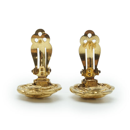 Coco Mark Camellia Petal Round Clip Earrings GP