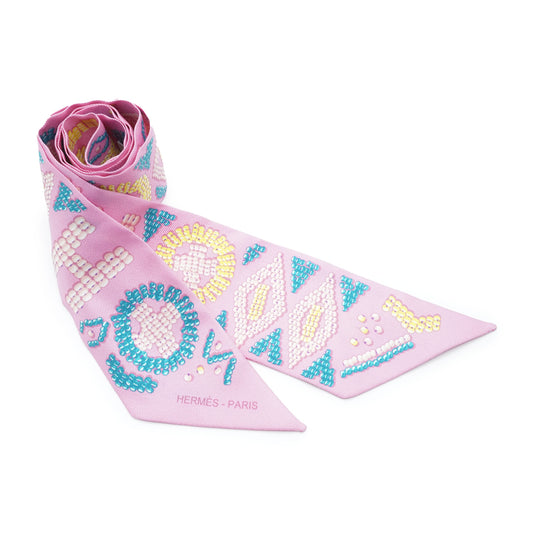 Kelly en Perles Rose Bonbon Silk Twilly